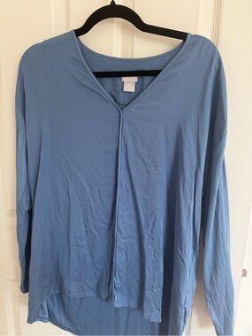 Chico's Sky Blue V-Neck Long Sleeve Blouse
